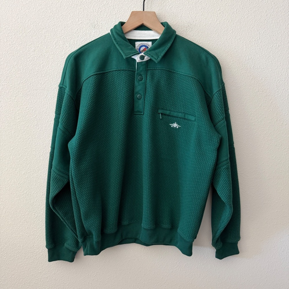 GREENLINE Mens Pullover Gorpcore Grandpa Retro‎ Textured Preppy S/M